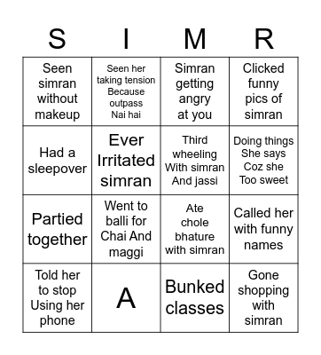 SIMRAN KA HAPPY BIRTHDAY Bingo Card