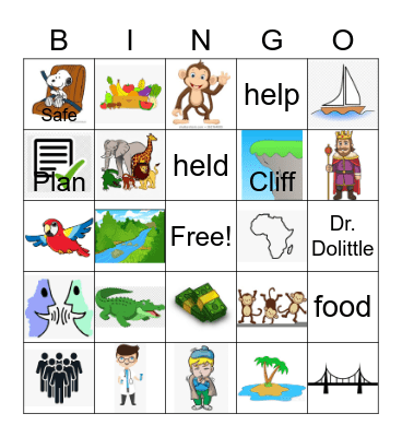 Dr. Dolittle Bingo Card