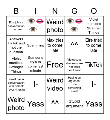 Group Chat Bingo Card