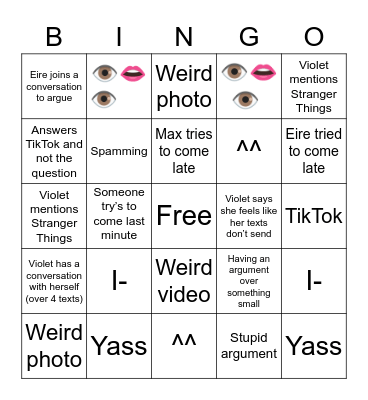 Group Chat Bingo Card