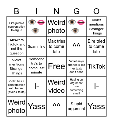 Group Chat Bingo Card