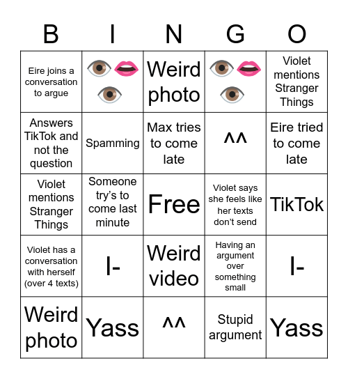 Group Chat Bingo Card