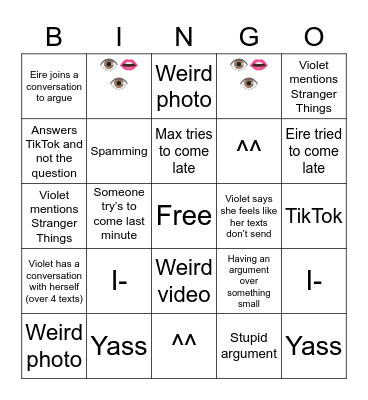 Group Chat Bingo Card