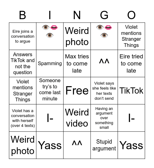 Group Chat Bingo Card