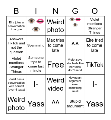 Group Chat Bingo Card