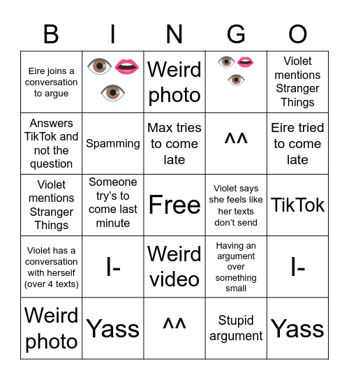 Group Chat Bingo Card