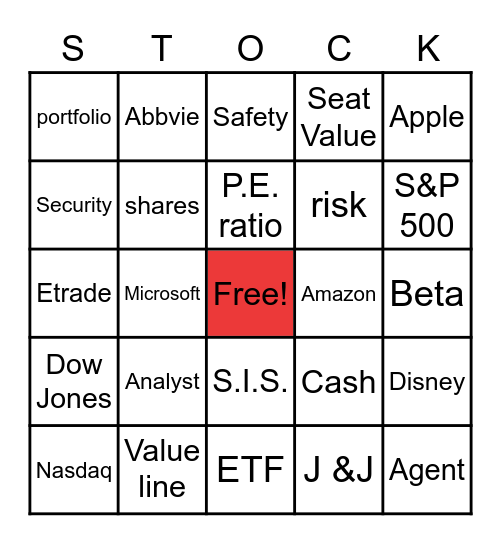 SIS Bingo Card
