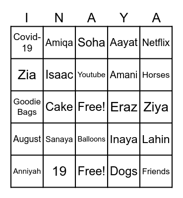 Bingo Time! Bingo Card