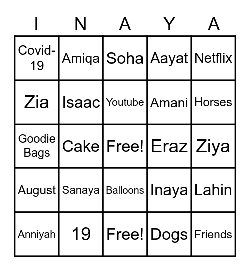Bingo Time! Bingo Card