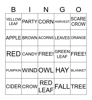 HARVEST FUN Bingo Card