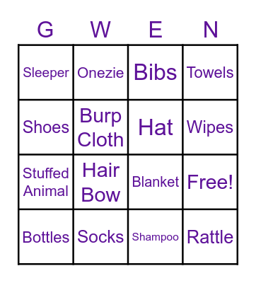 BABY Bingo Card