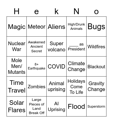Apocalypse BINGO Card
