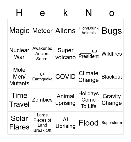 Apocalypse BINGO Card