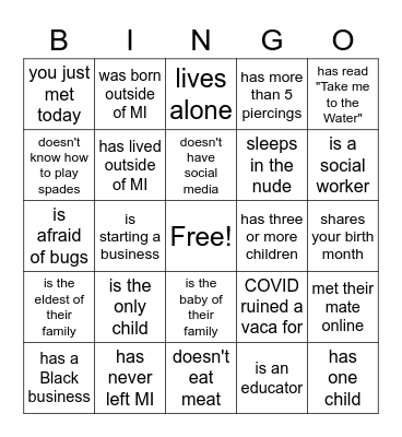 Find someone who... Bingo Card