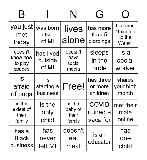 Find someone who... Bingo Card