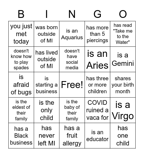 Find someone who... Bingo Card