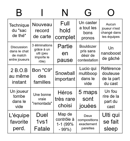 Overwatch League FR Bingo Card