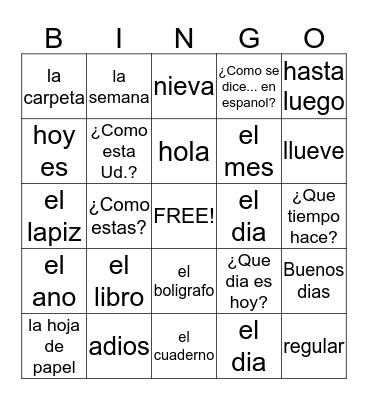 PE BINGO Card