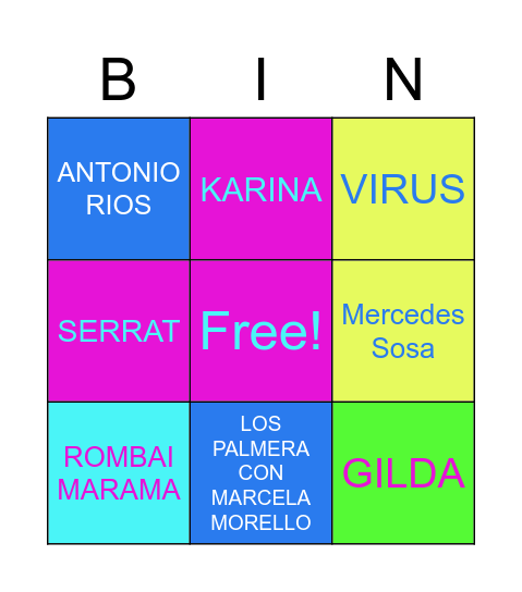 BINGO MUSICAL FLIAR  DE AUTOR Bingo Card