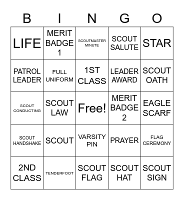 SCOUT Bingo Card