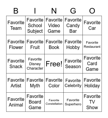 2020 - 2021 Classmate Bingo Card