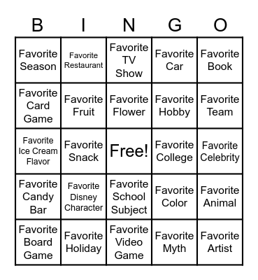 2020 - 2021 Classmate Bingo Card