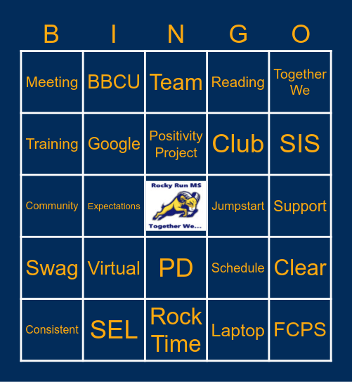 Rocky Run MS Staff Bingo: August 24th Bingo Card