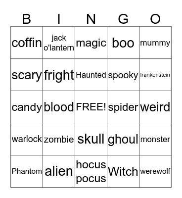Halloween Bingo Card