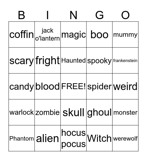 Halloween Bingo Card