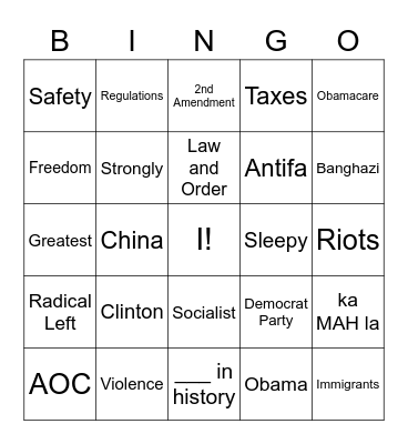 RNC 2020 Bingo Card