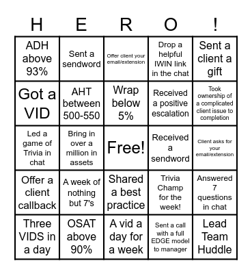 TXH's Superhero Bingo Card