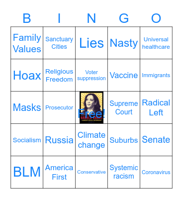 Oct. 7, 2020 Vice Presidential Bingo Card