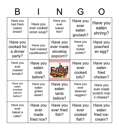 Have You Ever Cooking Bingo Card