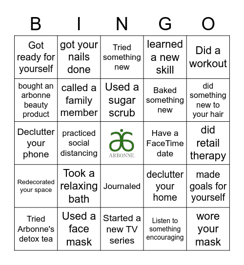 Quarantine Bingo Card