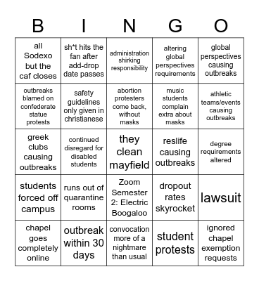 LEE COVID-19 Bingo Card