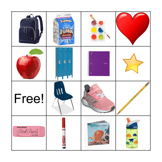 Back to School Bingo Card