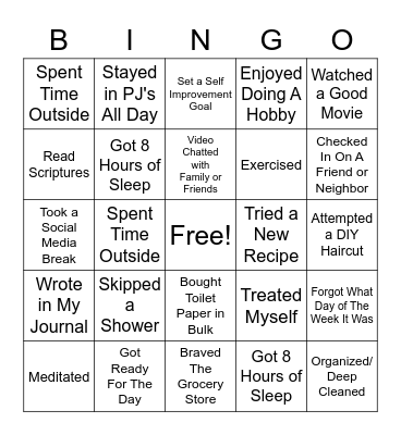 PANDEMIC BINGO Card