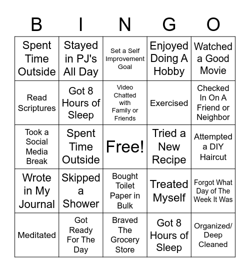 PANDEMIC BINGO Card