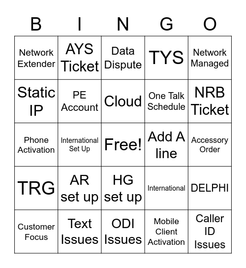 TECH BINGO Card