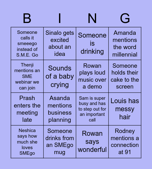 SME(Bin)go Bingo Card