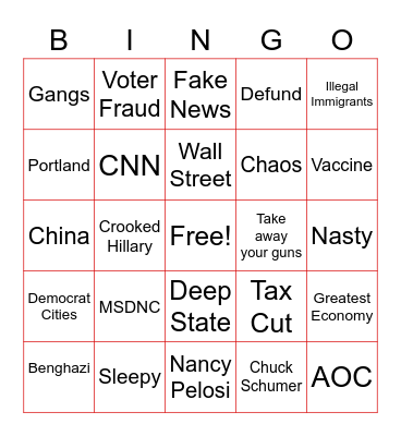 Republican Russian Roulette Bingo Card