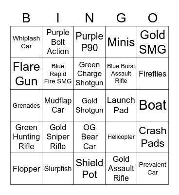 Fortnite Chapter 2 Season 3 Bingo Card