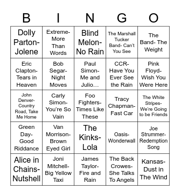 Total-Quiz.com Presents Radio Bingo: Pickin' & a Singin' Bingo Card