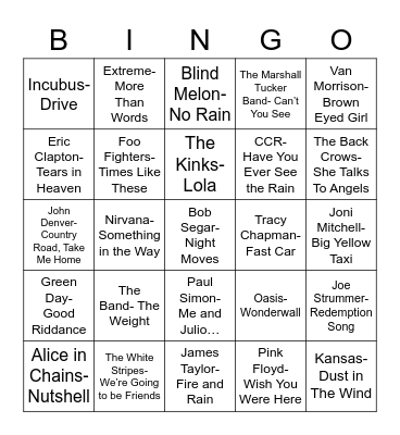 Total-Quiz.com Presents Radio Bingo: Pickin' & a Singin' Bingo Card