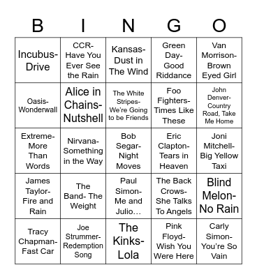 Total-Quiz.com Presents Radio Bingo: Pickin' & a Singin' Bingo Card