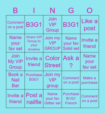 Color Street Party Bingo Card