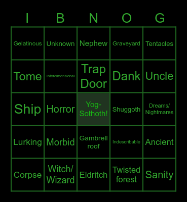 Lovecraftian Bingo Card