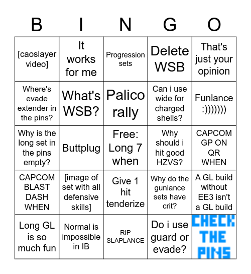 GL Chat Bingo Card