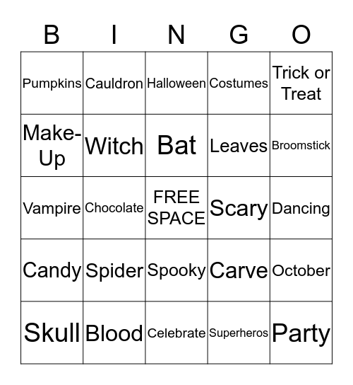 Halloween BINGO Card