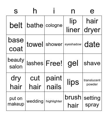 Beauty Bingo Card